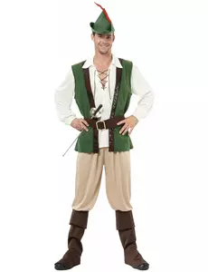 Robin Hood-kostyme for menn, Størrelse: Large