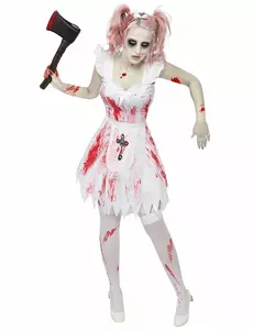 Zombie brudepikekostyme til kvinner Halloween, Størrelse: Small/Medium
