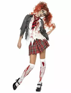 Zombie skolejente Halloween-kostyme til kvinner, Størrelse: Small
