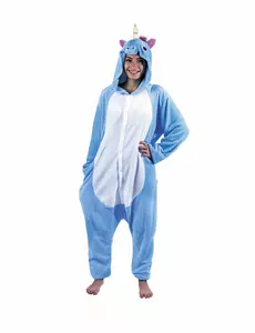 Blå enhjørningsjumpsuit til voksne