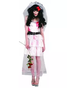 Zombiebrudkostyme til Halloween for kvinner, Størrelse: Small