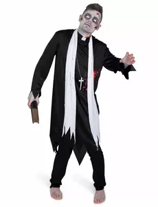 Zombiprestkostyme for menn, Størrelse: Medium