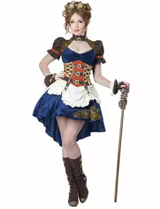 Retro futuristisk steampunk-kostyme for kvinner, Størrelse: Small (38/40)