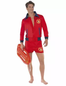 Rødt badevaktkostyme Baywatch voksen, Størrelse: Medium