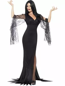 Halloween-heksekostyme med svart blonde til dame, Størrelse: Small