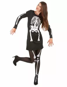 Halloween-skjelettkostyme til kvinner, Størrelse: Small/Medium