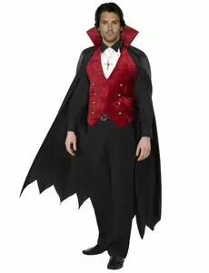 Vampyrkostyme med kappe til Halloween for menn, Størrelse: Large