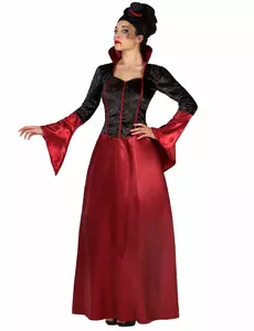 Rødt og svart vampyrkostyme til Halloween for kvinner, Størrelse: X-Small/Small