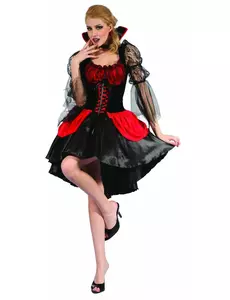 Sexy rødt vampyrkostyme for kvinner, Størrelse: Small