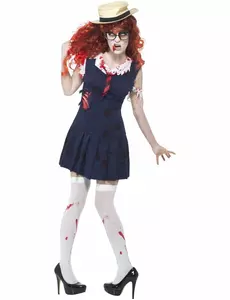 Retro skolejente zombiekostyme til kvinner