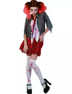 Zombie skolejentekostyme til Halloween for kvinner