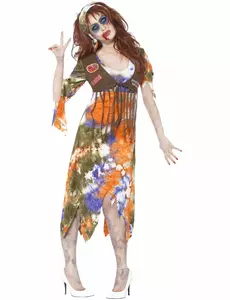Hippie-zombiekostyme for kvinner til Halloween, Størrelse: Small