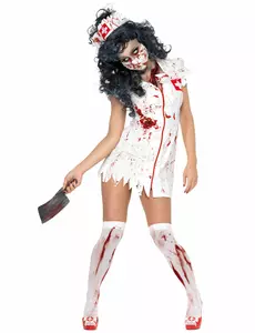 Zombiesykepleierkostyme til dame Halloween, Størrelse: Small