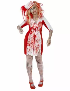 Pluss størrelse zombie-sykepleierkostyme til dame til Halloween, Størrelse: XX-Large