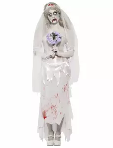 Zombiebrudkostyme til Halloween for kvinner, Størrelse: Small