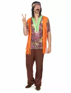 Rosa og brunt hippiekostyme for menn
