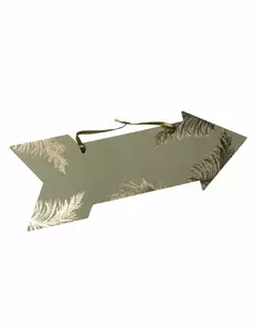 Khaki pampa og gullforgylt skiltpil 39 x 14,5 cm