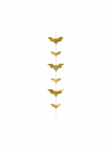 Metallisk gullfarget flaggermusgirlander 150 x 11 cm
