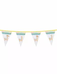 Hvit lama plastvimpelgirlander 30 x 20 cm 6m