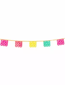 Flerfarget meksikansk plastgirlander 14,5 x 16 cm 6 m