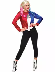 Harley Quinn Suicide Squad damejakke og integrert t-skjorte, Størrelse: Large