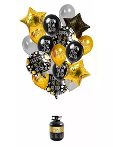 Ballongbukettsett med helium og godt nyttår