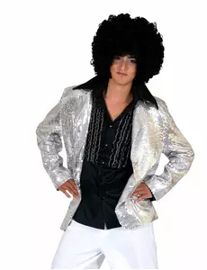 Men's luxury silver sequin disco jacket, Size: Medium