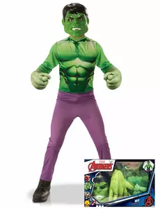 Klassisk Hulk-sett med gigantiske hansker for gutter, Størrelse: 5–6 år(110–116 cm)