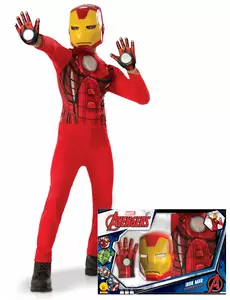 Klassisk Iron Man-sett med guttehansker, Størrelse: 5–6 år(110–116 cm)