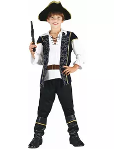 Blått og hvitt piratkostyme til gutter, Størrelse: 4–6 år (110–120 cm)
