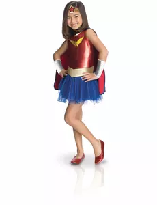 Wonder Woman tegneseriekostyme deluxe til barn, Størrelse: 5–6 år (110 – 116 cm)