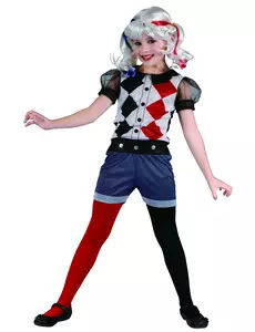 Harlekinheltinnekostyme til jenter, Størrelse: 7–9 år (120–130 cm)