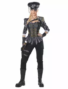 Luksuriøst steampunk-kapteinkostyme for kvinner, Størrelse: Large (42/44)