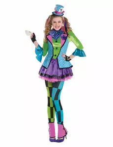 Flerfarget Mad Hatter-kostyme for tenåringer