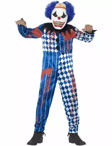 Harlekinklovnekostyme til barn Halloween, Størrelse: 7–9 år (130/143 cm)