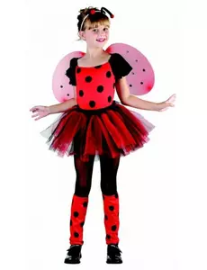 Rødt marihønekostyme med tutu til jenter, Størrelse: 4–6 år (110–120 cm)