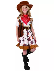 Western cowboy-kostyme til jenter, Størrelse: 4–6 år (110–120 cm)
