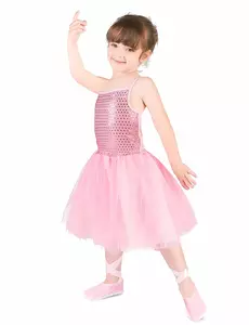 Rosa ballerinakostyme til jenter, Størrelse: 3–4 år (92–104 cm)