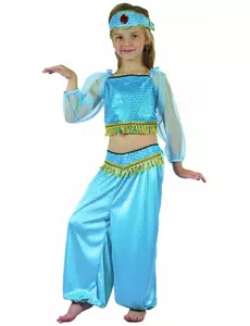 Blått orientalsk danserkostyme for jenter, Størrelse: 4–6 år (110–120 cm)