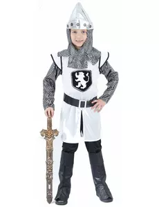 Middelaldersk korsridderkostyme for gutter, Størrelse: 4–6 år (110–120 cm)