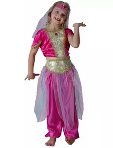 Rosa orientalsk danserkostyme for jenter, Størrelse: 4–6 år (110–120 cm)