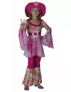 Rosa hippiekostyme til jenter, Størrelse: 4–6 år 110–120 cm)