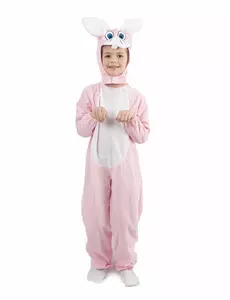 Rosa kanin-jumpsuitkostyme til barn, Størrelse: 7–9 år (120–130 cm)