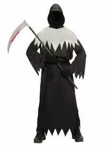 Svart og hvitt Grim Reaper-kostyme for voksne, Størrelse: S