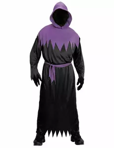 Svart og lilla Reaper-kostyme for voksne, Størrelse: Small