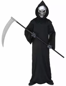 Grim Reaper-kostyme til barn Halloween, Størrelse: 5–7 år (128 cm)