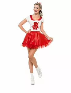 Grease Cheerleader-kostyme til kvinner, Størrelse: Small