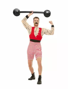 Voksen tatovert strongman-kostyme, Størrelse: X-Large