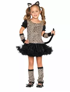 Leopardkostyme til jenter, Størrelse: 4–6 år (110–116 cm)