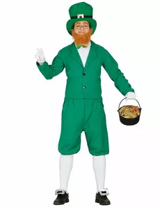 Grønt leprechaun-kostyme for menn, Størrelse: Medium (48-50)